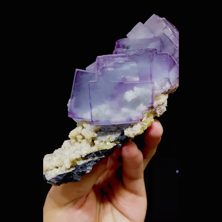 Natural Purple Cubic Fluorite, Mineral Specimen: Yaogangxian,Hunan (65*140*50mm) image