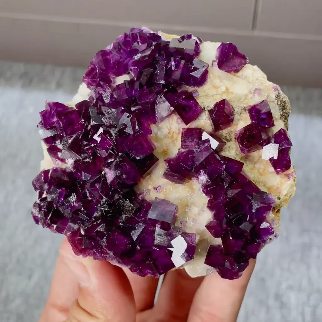 Natural Purple Cubic Fluorite Mineral Specimen,High Quality Specimen,ANHUI,CHINA(85*75*20mm) - image 2