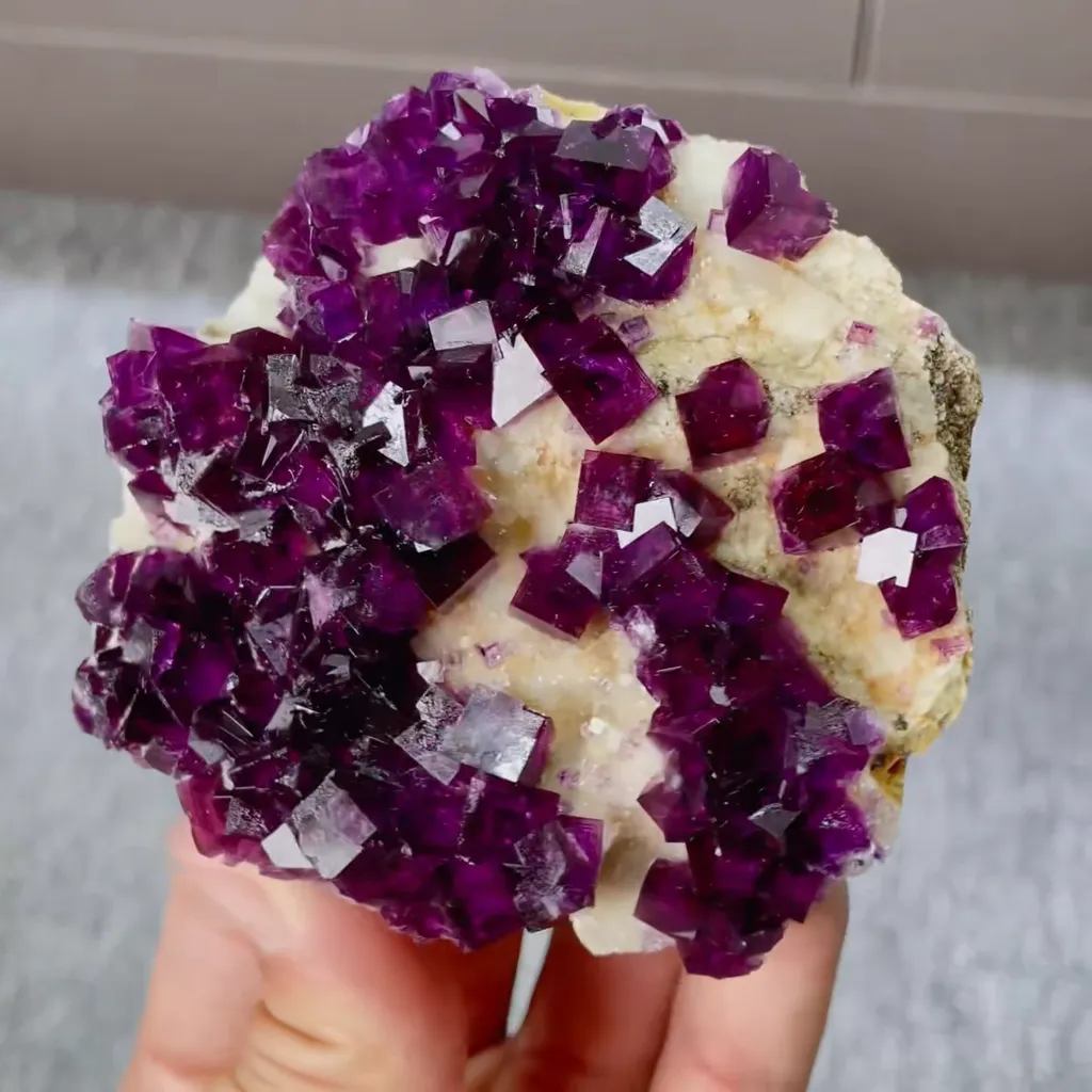 Natural Purple Cubic Fluorite Mineral Specimen,High Quality Specimen,ANHUI,CHINA(85*75*20mm) - image 3