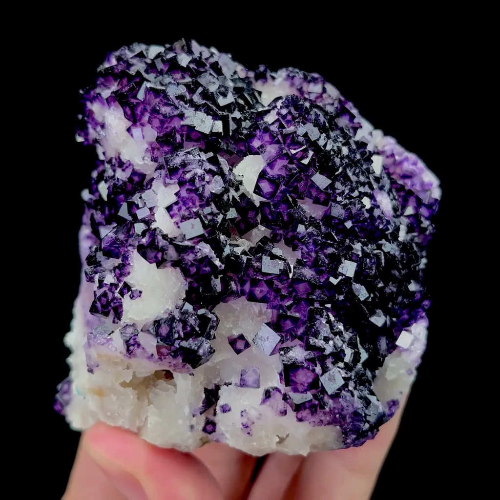 Natural Purple Cubic Fluorite Mineral Specimen,High Quality Specimen,HENAN,CHINA(73*70*50mm) image