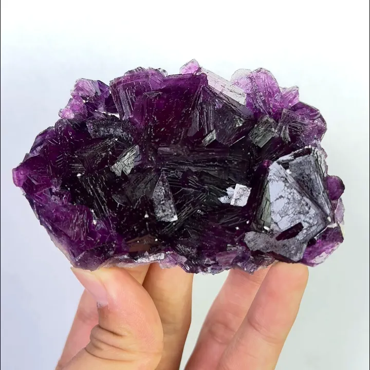 Natural Purple Cubic Fluorite, Mineral Specimen:Zhejiang,China (95*60*30MM) image