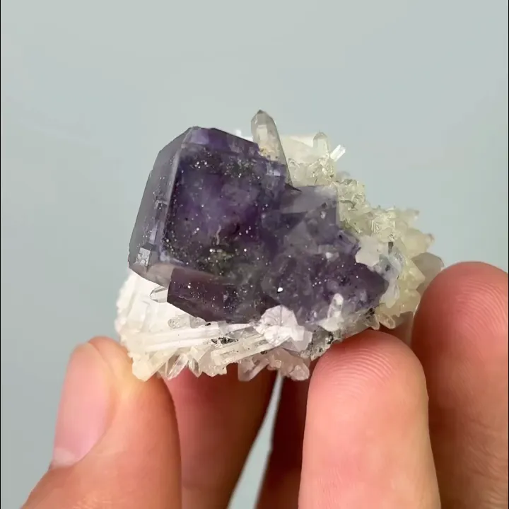 Natural Purple Cubic Fluorite & Pyrite and Quartz,Mineral Specimen:Yaogangxian,Hunan(30*40*30mm) - image 4
