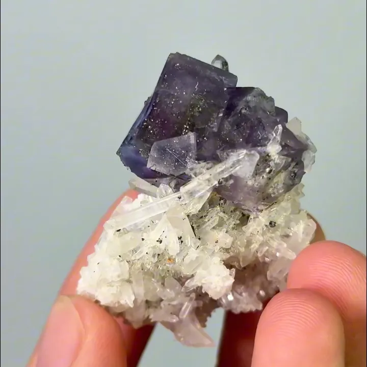 Natural Purple Cubic Fluorite & Pyrite and Quartz,Mineral Specimen:Yaogangxian,Hunan(30*40*30mm) - image 3