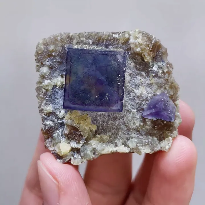 Natural Purple Cubic Fluorite & Pyrite, Mineral Specimen:Yaogangxian,Hunan (40*40*20mm) - image 6