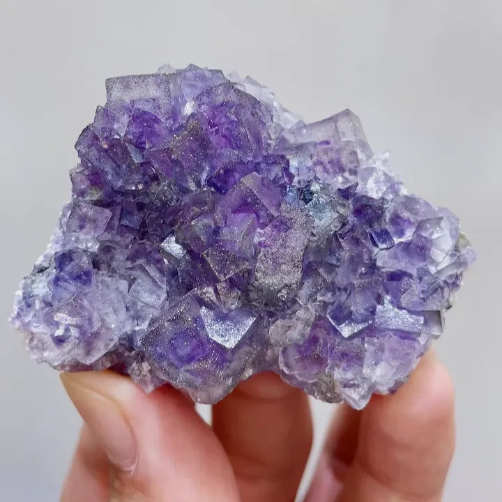 Natural Purple Cubic Fluorite & Pyrite,Mineral Specimen:Yaogangxian,Hunan (60*40*20MM) - image 6