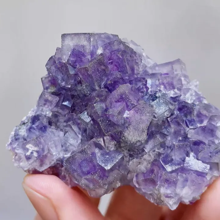 Natural Purple Cubic Fluorite & Pyrite,Mineral Specimen:Yaogangxian,Hunan (60*40*20MM) - image 3