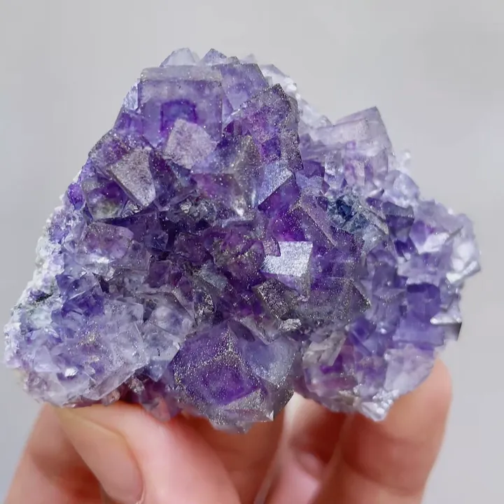 Natural Purple Cubic Fluorite & Pyrite,Mineral Specimen:Yaogangxian,Hunan (60*40*20MM) image