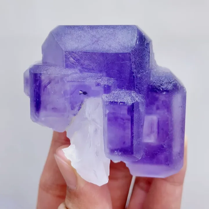Natural Purple Cubic Fluorite & Quartz, Mineral Specimen: Shizhuyuan,Hunan (65*50*60mm) - image 4