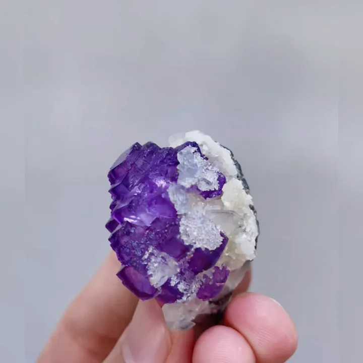 Natural Purple Cubic Fluorite & Quartz, Mineral Specimen: Yaogangxian,Hunan (30*50*30mm) - image 5