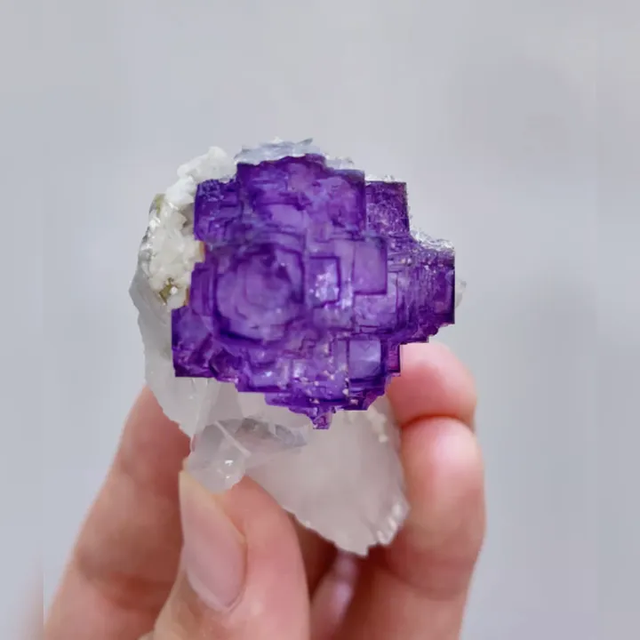 Natural Purple Cubic Fluorite & Quartz, Mineral Specimen: Yaogangxian,Hunan (30*50*30mm) - image 3