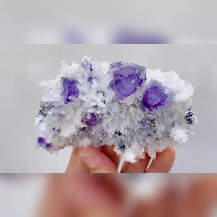 Natural Purple Cubic Fluorite, Rhodochrosite and Quartz, Mineral Specimen: Guangxi,China (110*70*30mm) - image 5