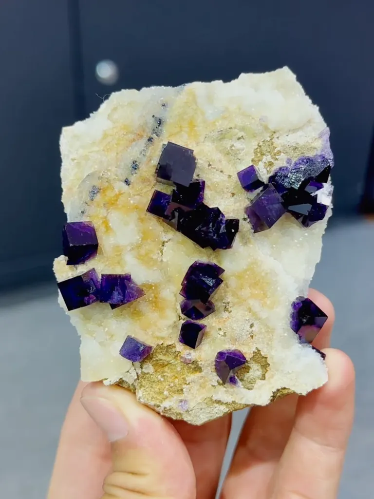 Natural Purple Cubic Fluorite Symbiosis comes from Anhui,China 65*80*20MM image