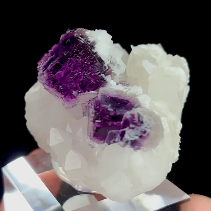 Natural Purple Cubic Fluorite with Clear Quartz and Calcite, Mineral Specimen:Yaogangxian,Hunan (35*30*35MM) - image 3