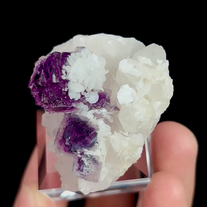 Natural Purple Cubic Fluorite with Clear Quartz and Calcite, Mineral Specimen:Yaogangxian,Hunan (35*30*35MM) - image 4