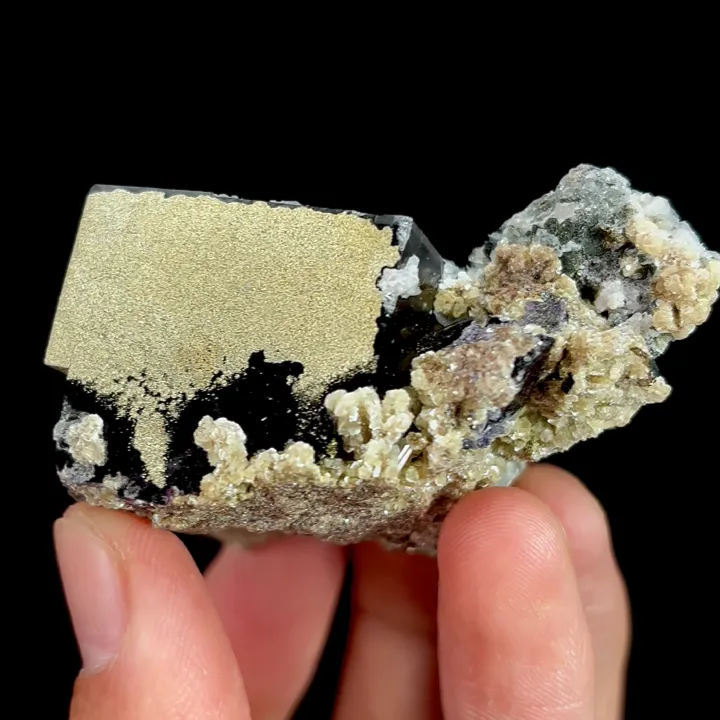 Natural Purple Cubic Fluorite with Pyrite and Calcite, Mineral Specimen:Yaogangxian,Hunan (55*45*35MM) - image 4