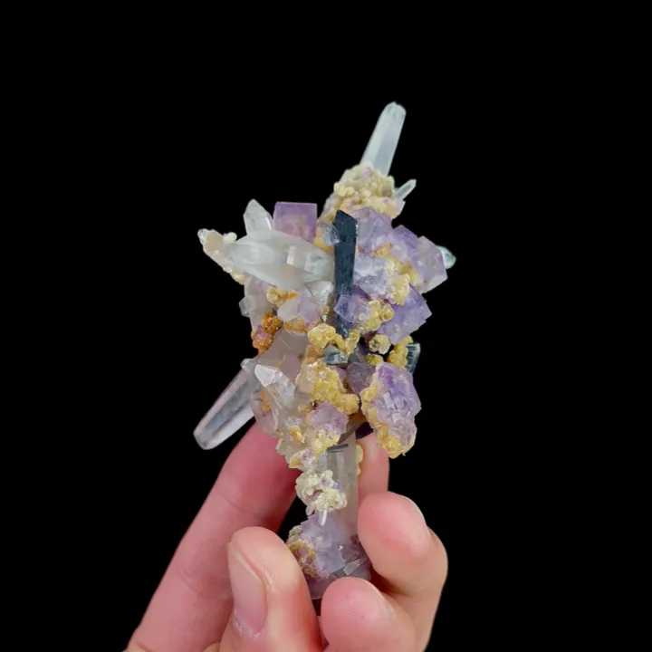 Natural Purple Cubic Fluorite with Quartz and Wolframite, Mineral Specimen:Yaogangxian,Hunan (50*95*40MM) - image 3