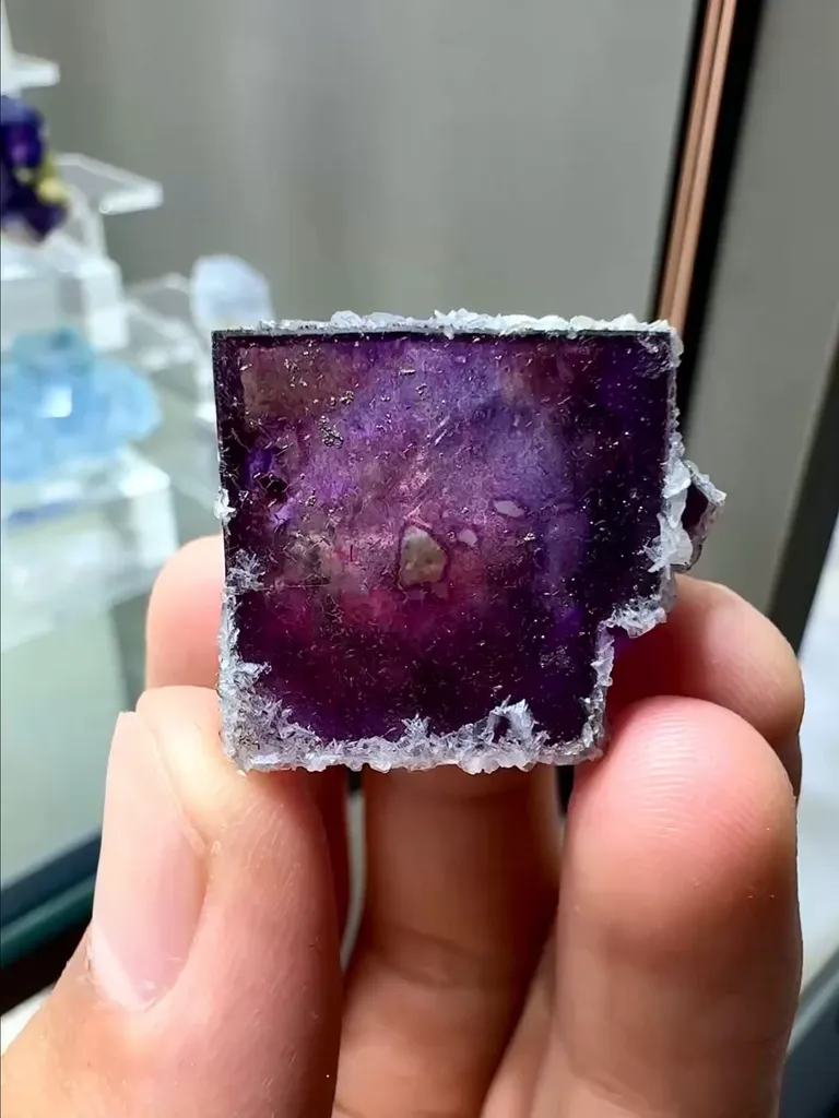 Natural Purple Cubic Phantom Fluorite comes from Yaogangxian,Hunan 20*25*15MM image