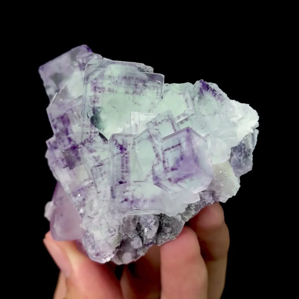 Natural Purple-Edged Green Stepped Fluorite Mineral Specimen,High Quality Specimen,ZHEJIANG,CHINA(72*64*35mm) - image 2