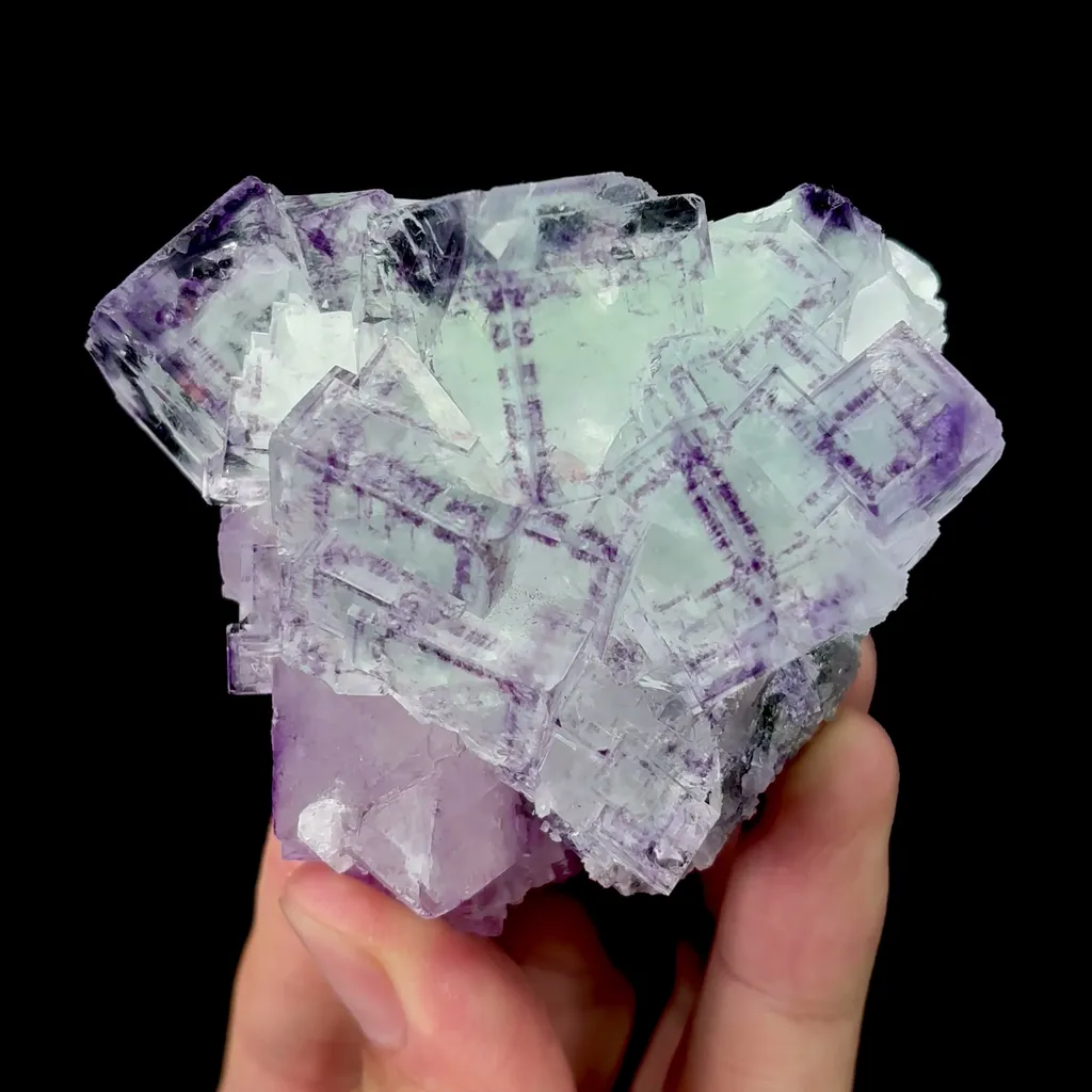 Natural Purple-Edged Green Stepped Fluorite Mineral Specimen,High Quality Specimen,ZHEJIANG,CHINA(72*64*35mm) - image 4