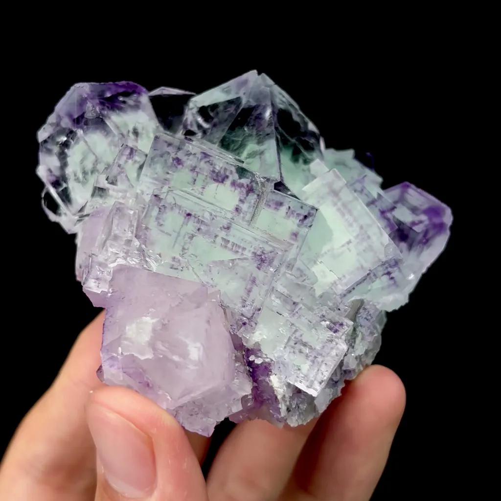 Natural Purple-Edged Green Stepped Fluorite Mineral Specimen,High Quality Specimen,ZHEJIANG,CHINA(72*64*35mm) - image 3
