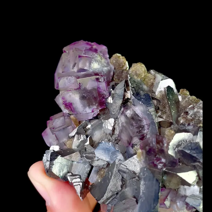 Natural Purple Fluorite and Arsenopyrite, Mineral Specimen:Yaogangxian,Hunan (80*55*30MM) - image 2