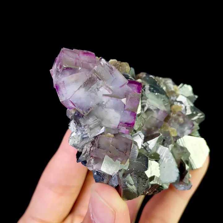 Natural Purple Fluorite and Arsenopyrite, Mineral Specimen:Yaogangxian,Hunan (80*55*30MM) - image 3