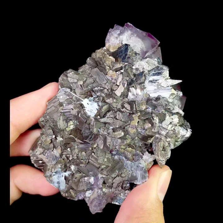 Natural Purple Fluorite and Arsenopyrite, Mineral Specimen:Yaogangxian,Hunan (80*55*30MM) - image 5