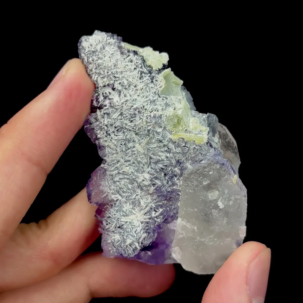 Natural Purple Fluorite and Bismuthinite Mineral Specimen,High Quality Specimen,YAO GANG XIAN,HUNAN,CHINA(35*60*15mm) - image 4