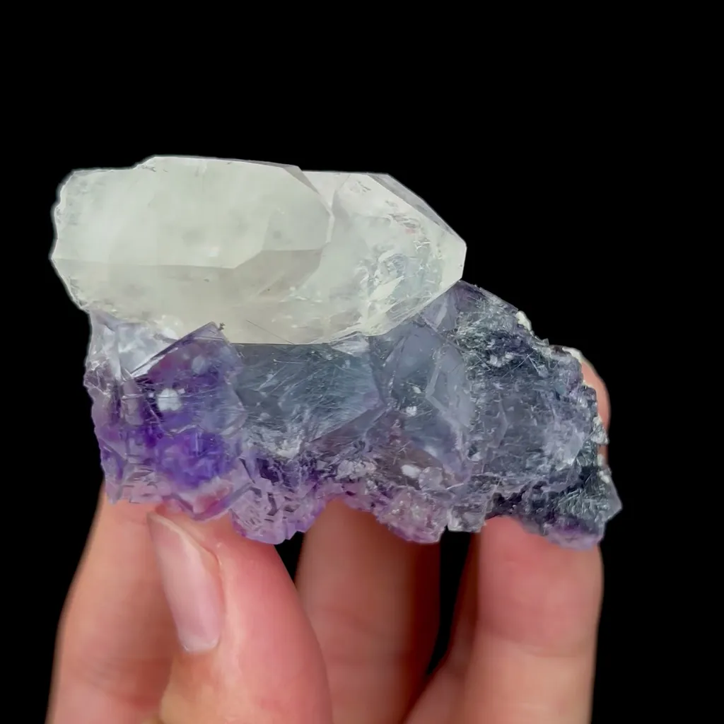 Natural Purple Fluorite and Bismuthinite Mineral Specimen,High Quality Specimen,YAO GANG XIAN,HUNAN,CHINA(35*60*15mm) - image 2