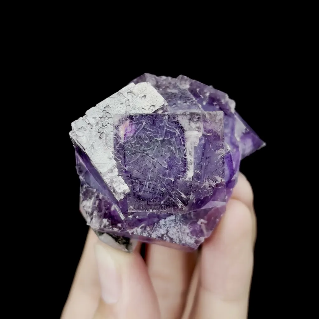 Natural Purple Fluorite and Bismuthinite Mineral Specimen,High Quality Specimen,YAO GANG XIAN,HUNAN,CHINA(45*50*45mm) image