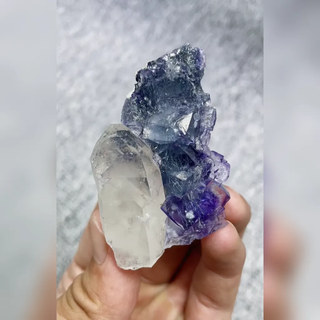 Natural Purple Fluorite and Bismuthinite Symbiosis 35*60*15MM - image 2