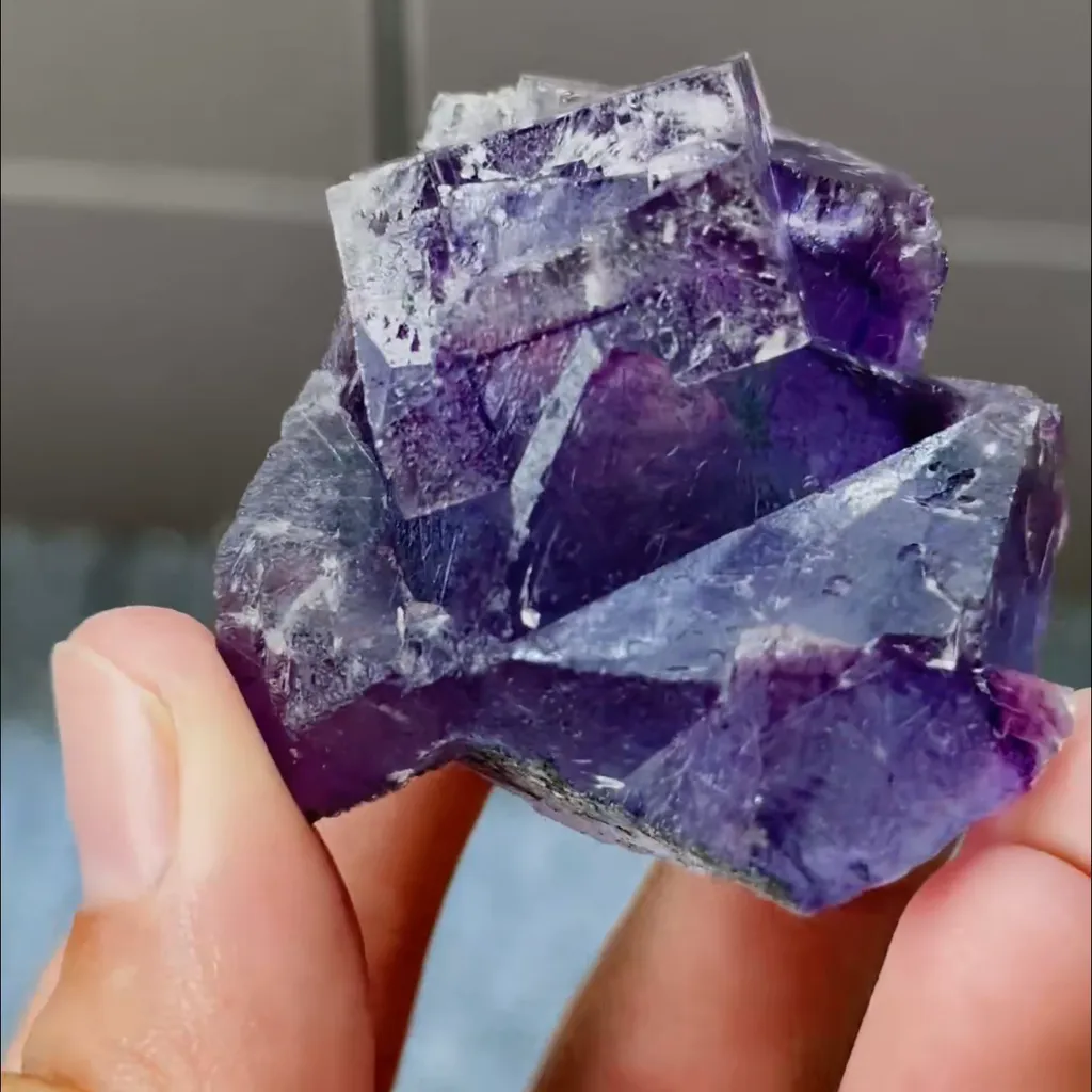 Natural Purple Fluorite and Bismuthinite Symbiosis comes from Yaogangxian,Hunan 45*50*45MM - image 3