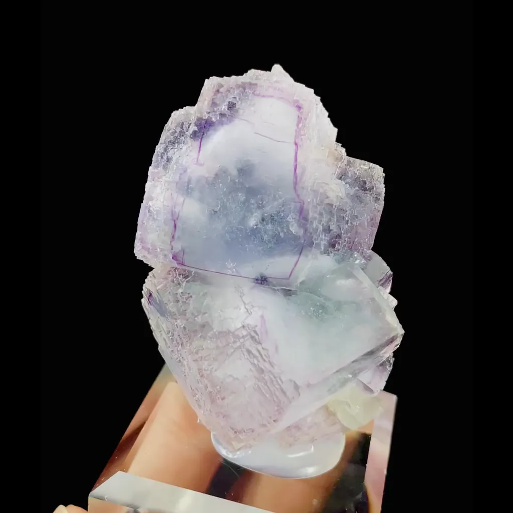 Natural Purple Fluorite and Black Wolframite Symbiosis comes from Yaogangxian,Hunan 40*35*40MM image