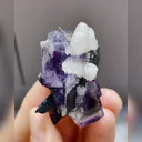 Natural Purple Fluorite and Calcite and Black Wolframite Symbiosis comes from Yaogangxian,Hunan 25*40*25MM - image 2