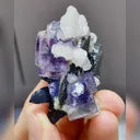 Natural Purple Fluorite and Calcite and Black Wolframite Symbiosis comes from Yaogangxian,Hunan 25*40*25MM - image 1