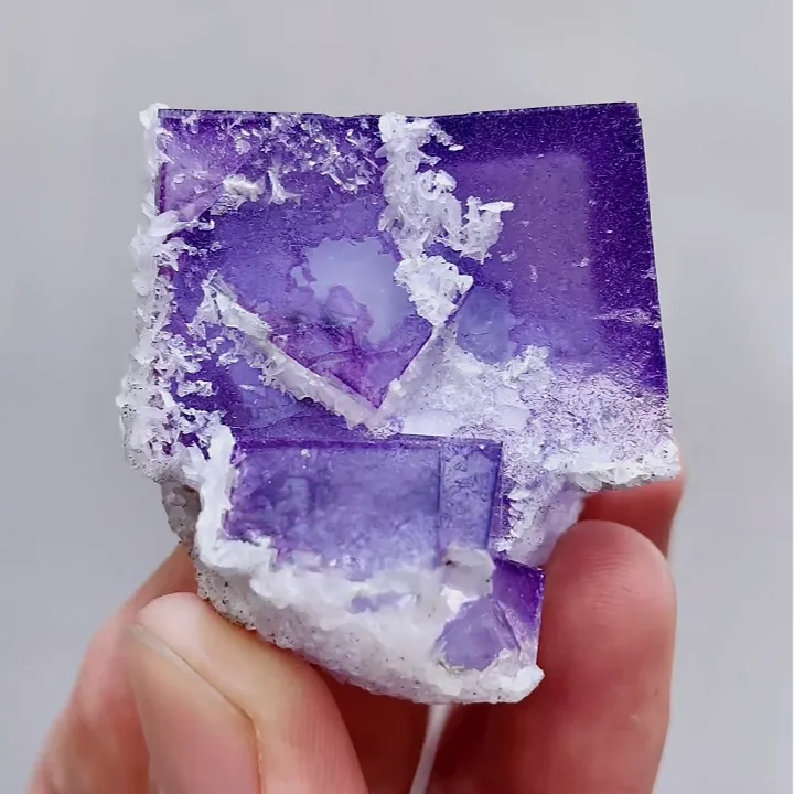 Natural Purple Fluorite and Calcite comes from Yaogangxian,Hunan 40*40*25MM image