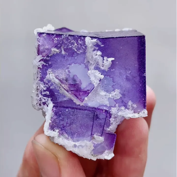 Natural Purple Fluorite and Calcite comes from Yaogangxian,Hunan 40*40*25MM - image 5