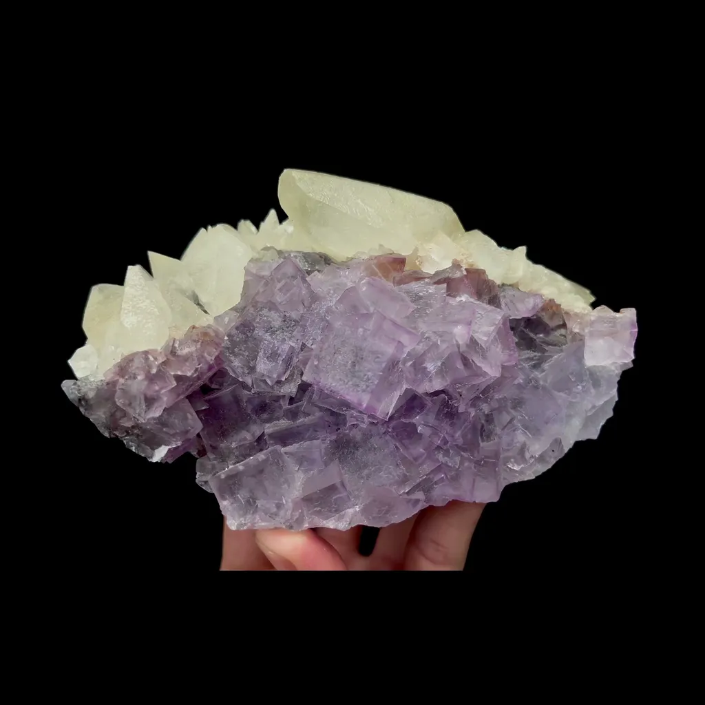 Natural Purple Fluorite and Calcite Mineral Specimen,High Quality Specimen,GUIZHOU,CHINA(145*87*60mm) image
