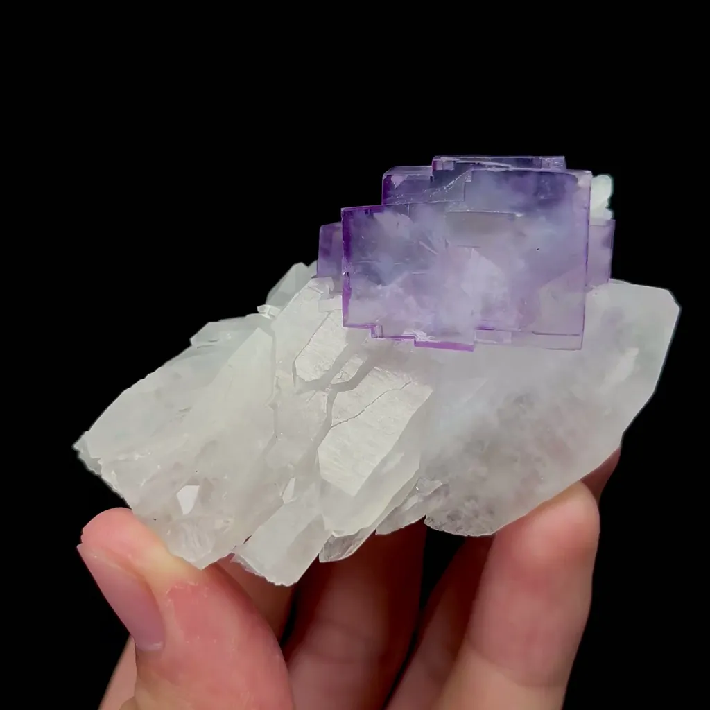Natural Purple Fluorite and Calcite Mineral Specimen,High Quality Specimen,YAO GANG XIAN,HUNAN,CHINA(75*44*26mm) image