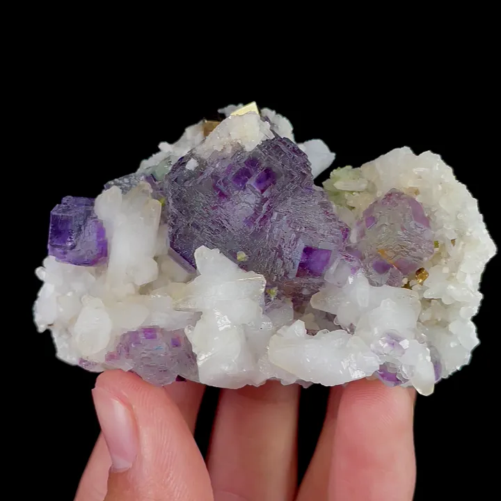 Natural Purple Fluorite and Calcite, Mineral Specimen:Shangbao,Hunan (75*45*30MM) image