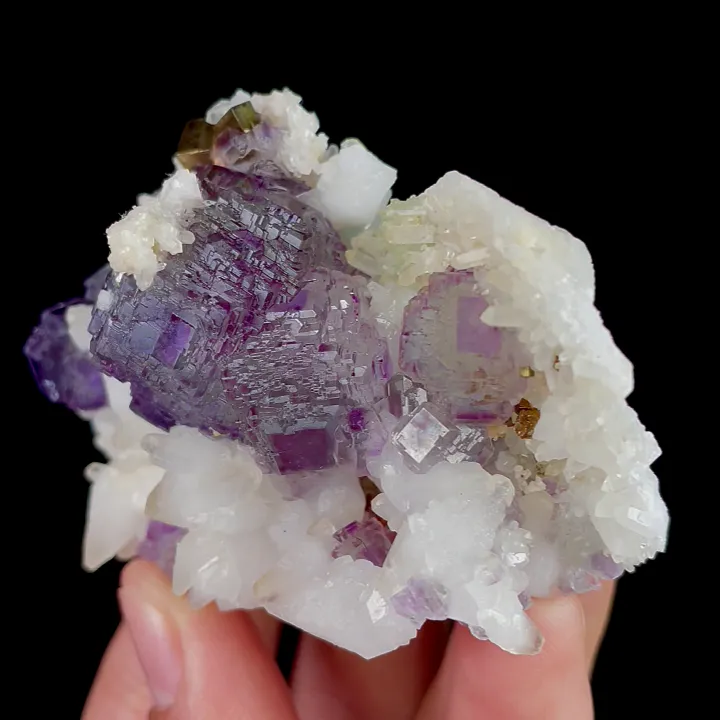 Natural Purple Fluorite and Calcite, Mineral Specimen:Shangbao,Hunan (75*45*30MM) - image 3