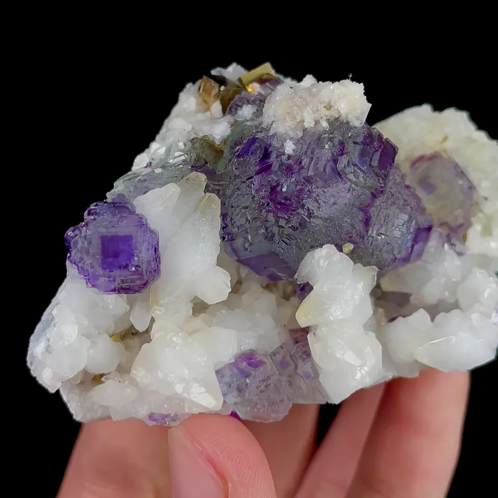 Natural Purple Fluorite and Calcite, Mineral Specimen:Shangbao,Hunan (75*45*30MM) - image 4
