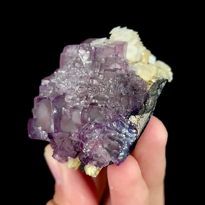 Natural Purple Fluorite and Calcite, Mineral Specimen:Yaogangxian,Hunan (55*55*35MM) image