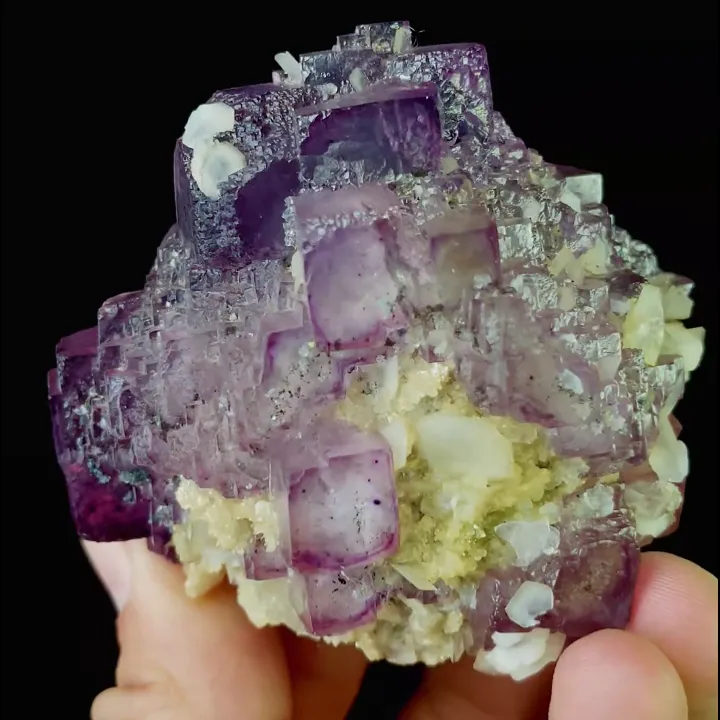 Natural Purple Fluorite and Calcite, Mineral Specimen:Yaogangxian,Hunan (55*65*60MM) image