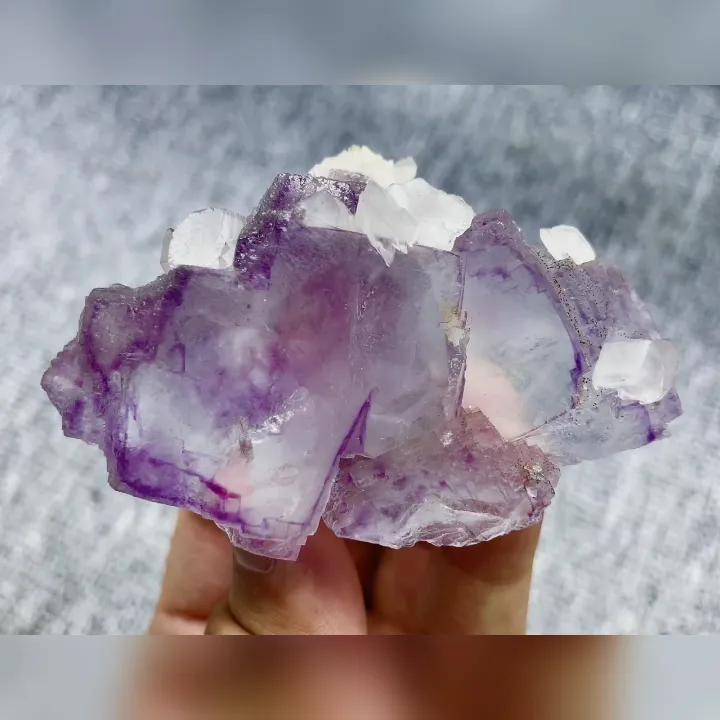 Natural Purple Fluorite and Calcite, Mineral Specimen:Yaogangxian,Hunan（80*30*45MM） image
