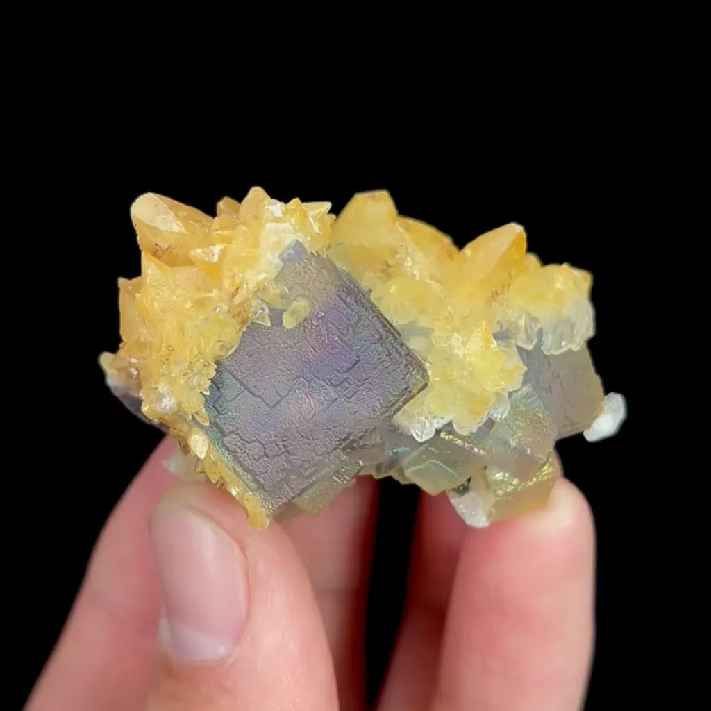 Natural Purple Fluorite and Calcite, Mineral Specimen:Yunnan,China (40*30*25MM) image