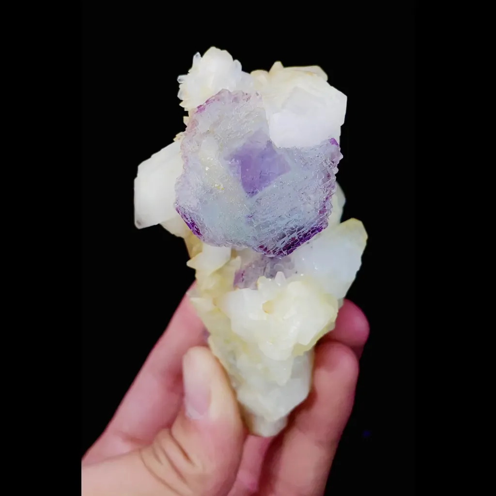 Natural Purple Fluorite and Calcite Symbiosis comes from Shangbao,Hunan 50*90*55MM image