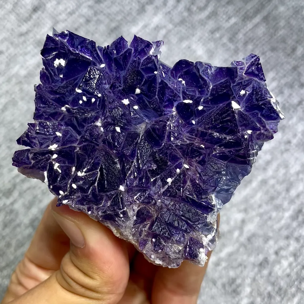 Natural Purple Fluorite and Calcite Symbiosis comes from Yindu,Inner Mongolia 70*65*20MM image