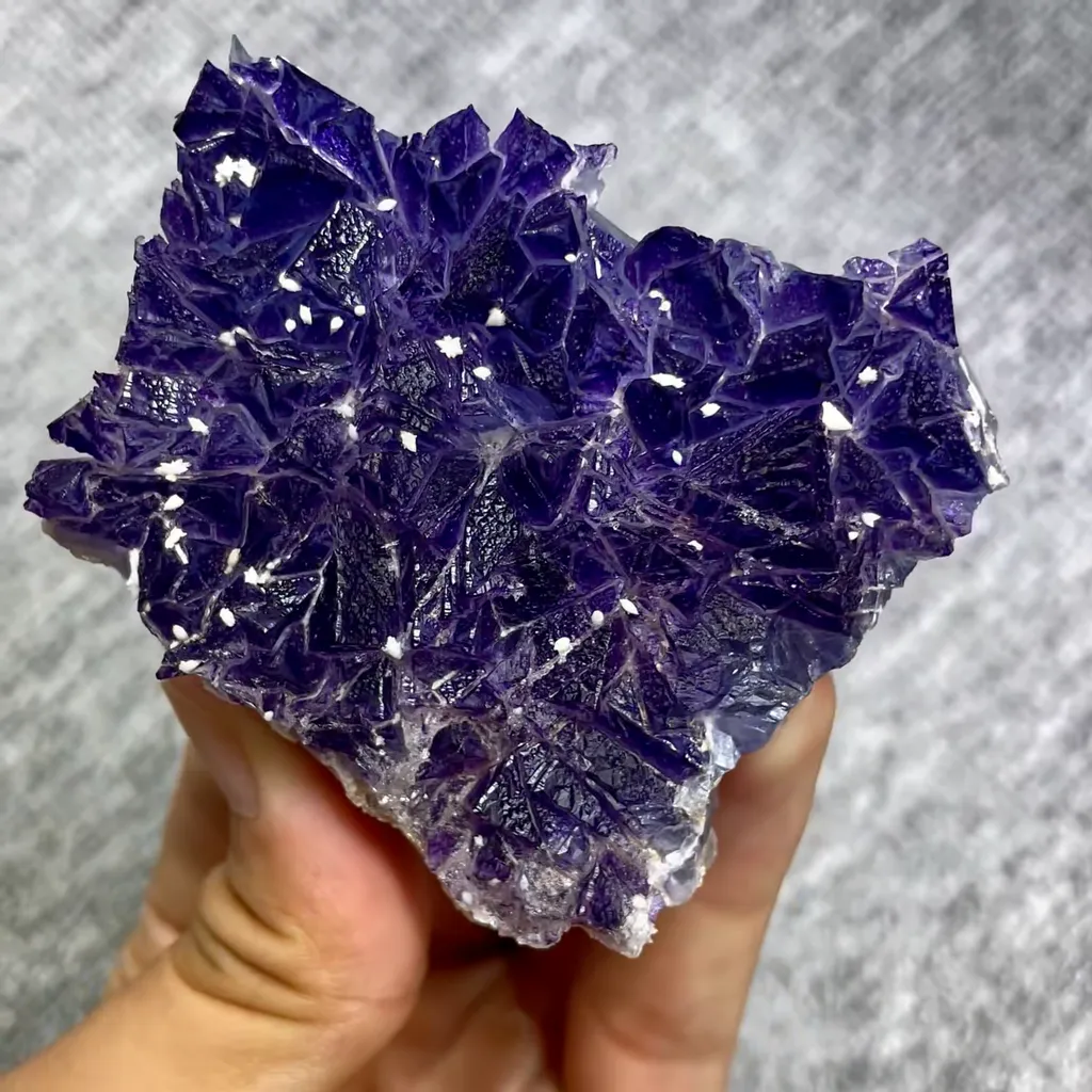 Natural Purple Fluorite and Calcite Symbiosis comes from Yindu,Inner Mongolia 70*65*20MM - image 4