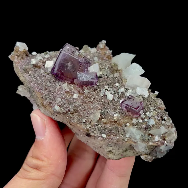 Natural Purple Fluorite and Calcite,Cube Mineral Specimen:YAOGANGXIAN,China (60*35*00mm) image